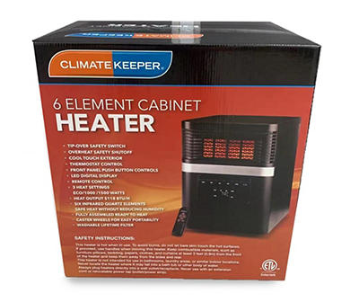 Black 6 Element Cabinet Heater