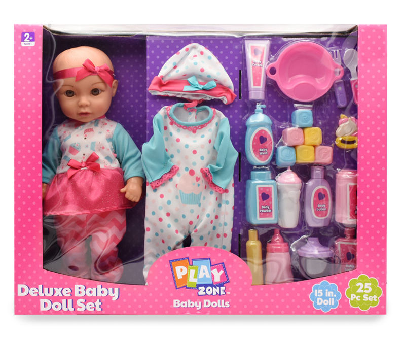 Deluxe Twin Dolls Toy Playset Soft Baby Doll With Clothes Childrens Play Set NEW 