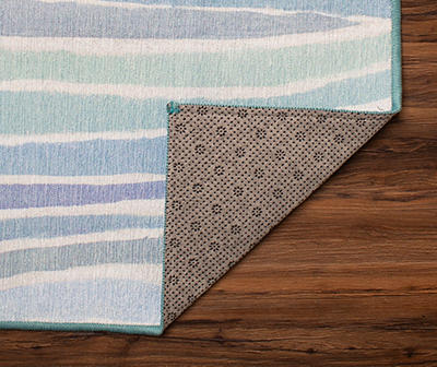 My Magic Carpet Waves Ocean Blue Washable Area Rug, (5' x 7')
