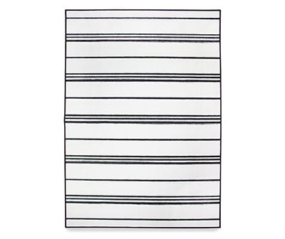 My Magic Carpet Stripe Black & White Washable Area Rug, (5' x 7')