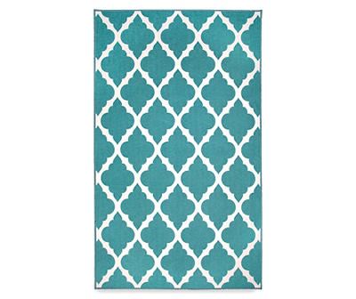 My Magic Carpet Moroccan Trellis Teal Washable Area Rug, (3' x 5')