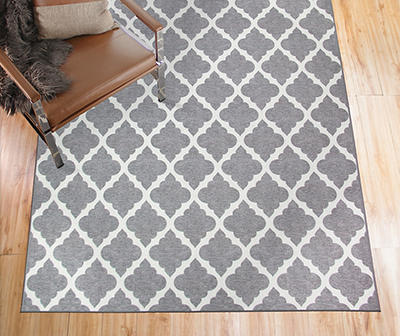 My Magic Carpet Moroccan Trellis Gray Washable Area Rug, (5' x 7')
