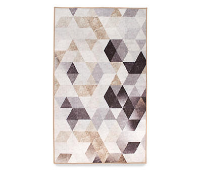 My Magic Carpet Lattice Geometric Neutral Washable Area Rug, (3' x 5')