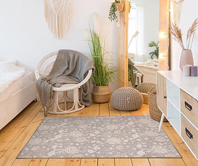 My Magic Carpet Kalini Floral Washable Area Rug, (3' x 5')