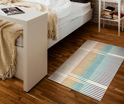 My Magic Carpet Flux Striped Multicolor Washable Rug 3X5