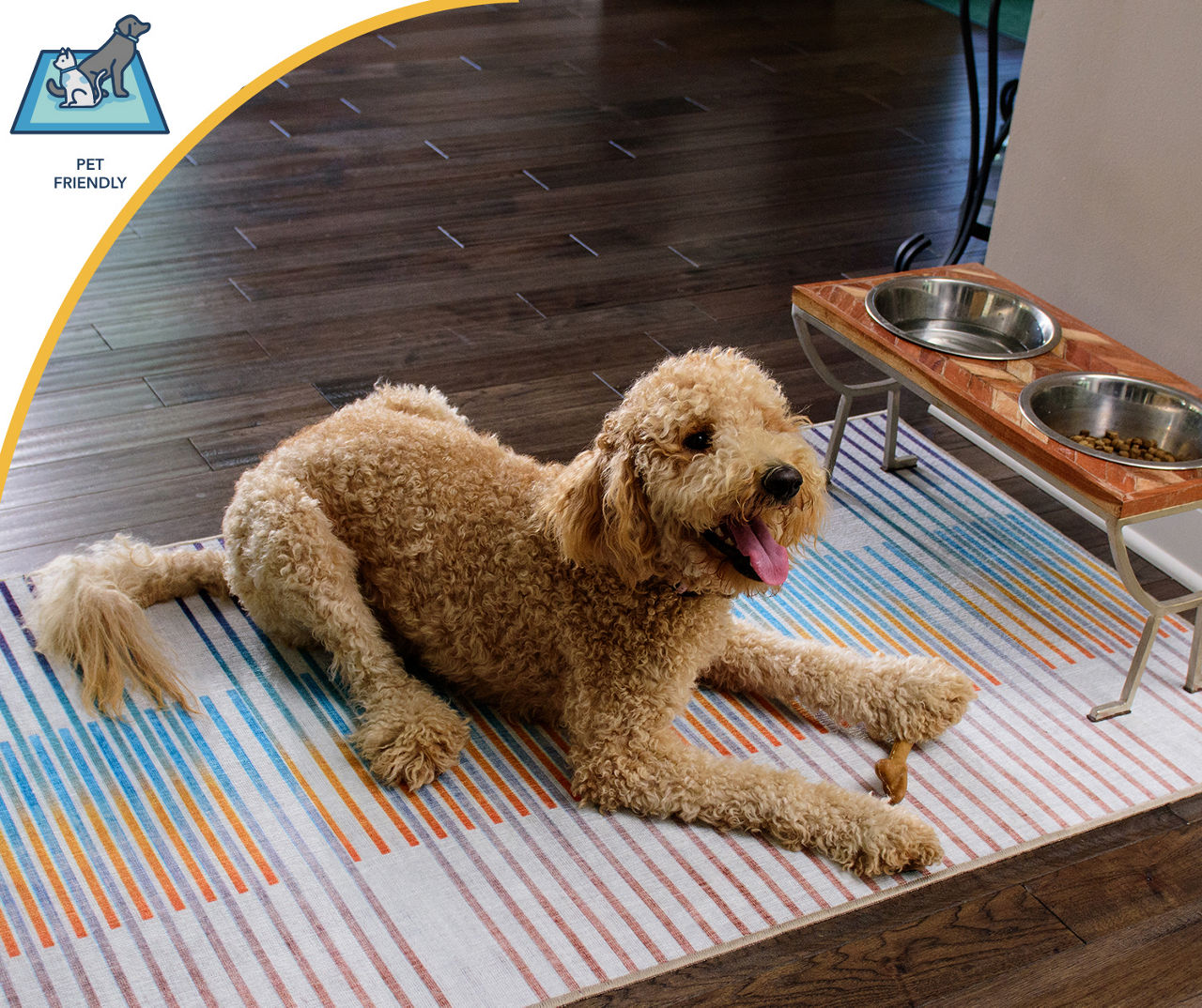 My Magic Carpet Flux Stripe Washable Area Rug, (3' x 5')