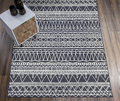 My Magic Carpet Chelsea Aztec Dark Gray Washable Area Rug, (5' x 7')