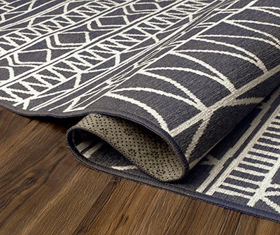My Magic Carpet Chelsea Tribal Aztec Dark Grey Washable Rug 5X7