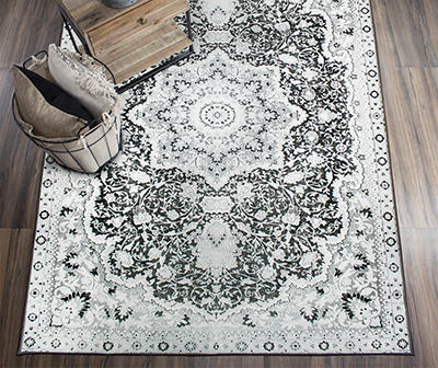 My Magic Carpet Parviz Gray Washable Area Rug, (5' x 7')