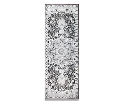 My Magic Carpet Parviz Gray Washable Runner Rug, (2.5' x 7')
