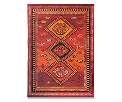 My Magic Carpet Phoenix Kilim Garnet Washable Area Rug, (5' x 7')