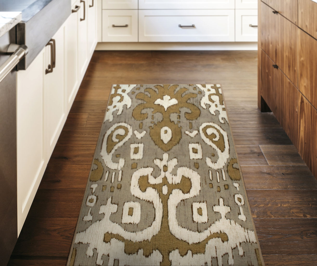 My Magic Carpet Ochre Ikat Washable Rug