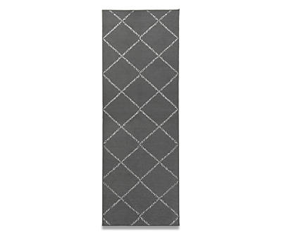 My Magic Carpet Medina Moroccan Diamond Grey Washable Rug 2.5X7