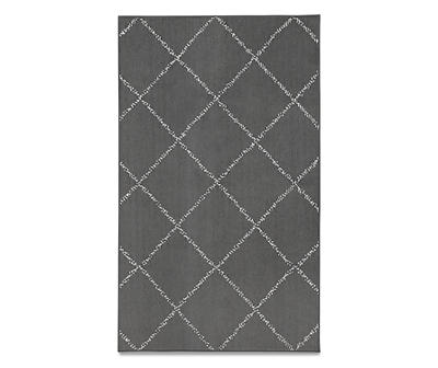 My Magic Carpet Medina Moroccan Diamond Gray Washable Area Rug, (3' x 5')