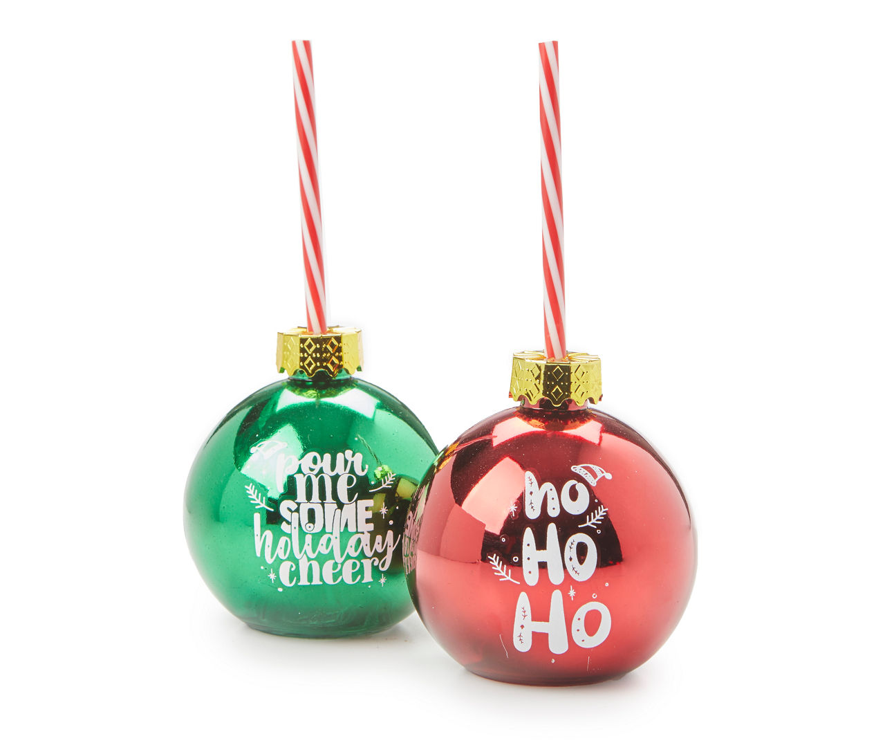 Home Essentials Red & Green 2-Piece Holiday Ornament Sipper Set