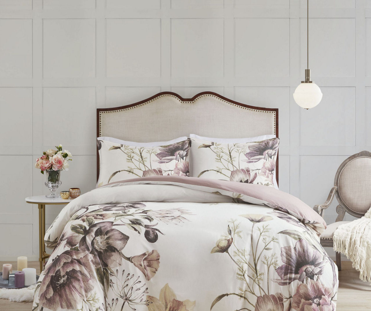 Maddy Blush Floral Full/Queen 3-Piece Duvet Cover Set