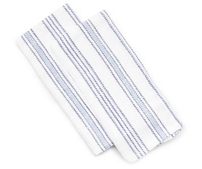White & Blue Signature Stripe Kitchen Towel, 2-Pack