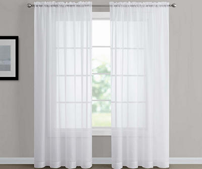 White Sheer Rod Pocket Curtain Panel, (84