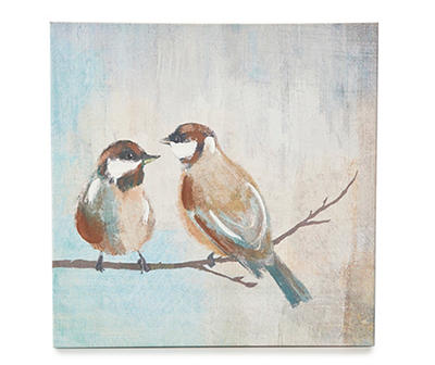 Blue & Tan Songbird Wrapped Canvas