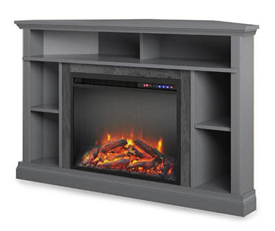 Flaxton Graphite Gray Electric Corner Fireplace Console