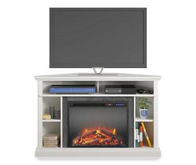 Flaxton White Electric Corner Fireplace Console
