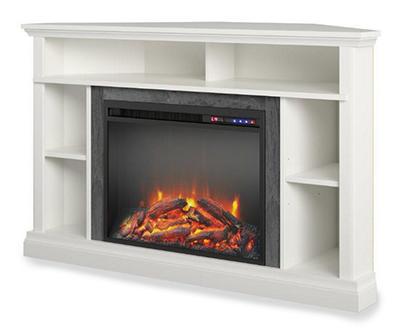 Flaxton White Electric Corner Fireplace Console