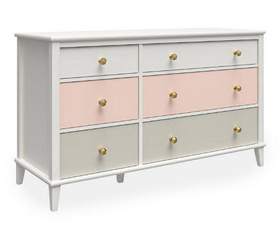 Monarch Hill Poppy Peach & White 6-Drawer Dresser