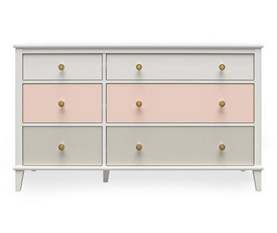 Monarch Hill Poppy Peach & White 6-Drawer Dresser
