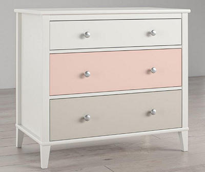 Monarch Hill Poppy Peach & White 3-Drawer Dresser