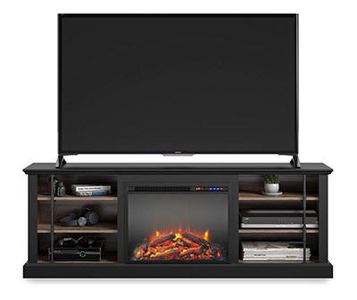 70" Fowler Black Electric Fireplace Console