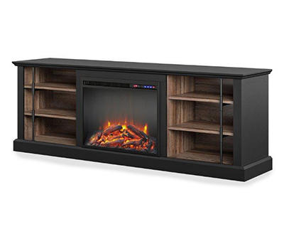 70" Fowler Black Electric Fireplace Console