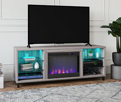70" Intrepid Light Walnut Deluxe Electric Fireplace Console