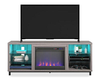 70" Intrepid Light Walnut Deluxe Electric Fireplace Console