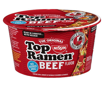 Nissin Top Ramen Beef Flavor Ramen Noodles 3.28 oz. Bowl