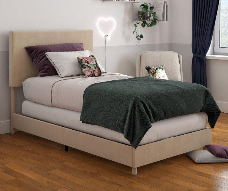 Novogratz Z By Novogratz Taylor Ivory Velvet Twin Bed Big Lots