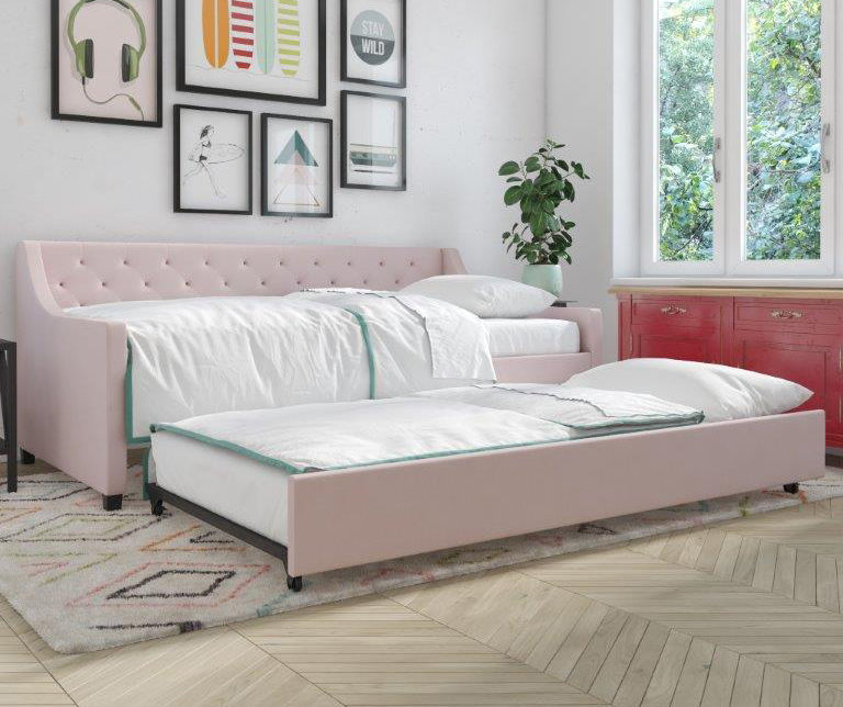 Novogratz Her Majesty Light Pink Linen Daybed Trundle Big Lots