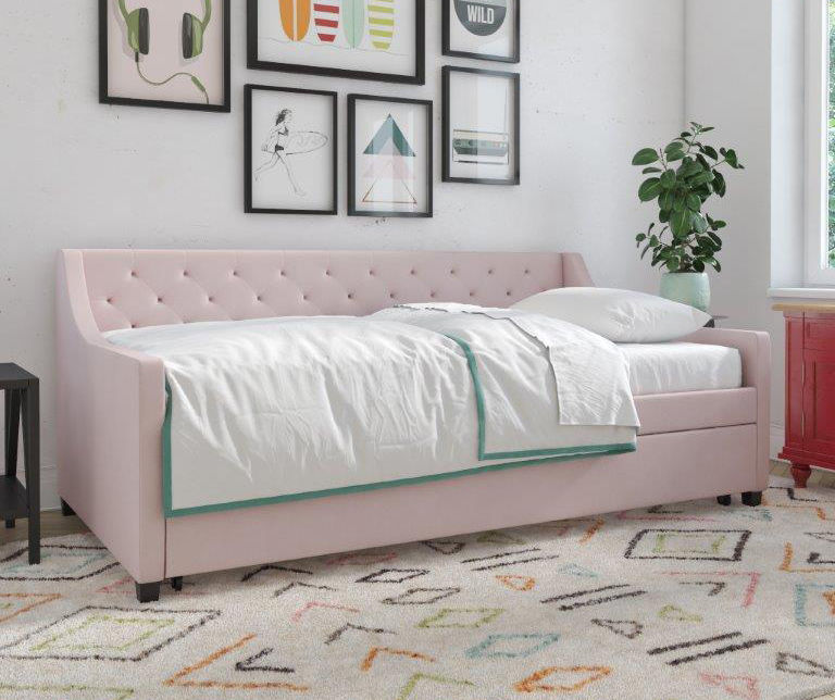 Novogratz Her Majesty Light Pink Linen Daybed & Trundle | Big Lots