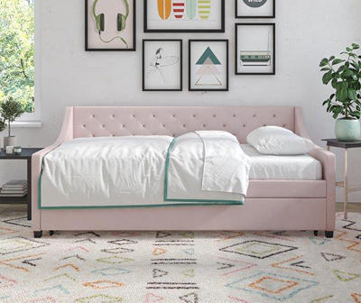 Her Majesty Light Pink Linen Daybed & Trundle