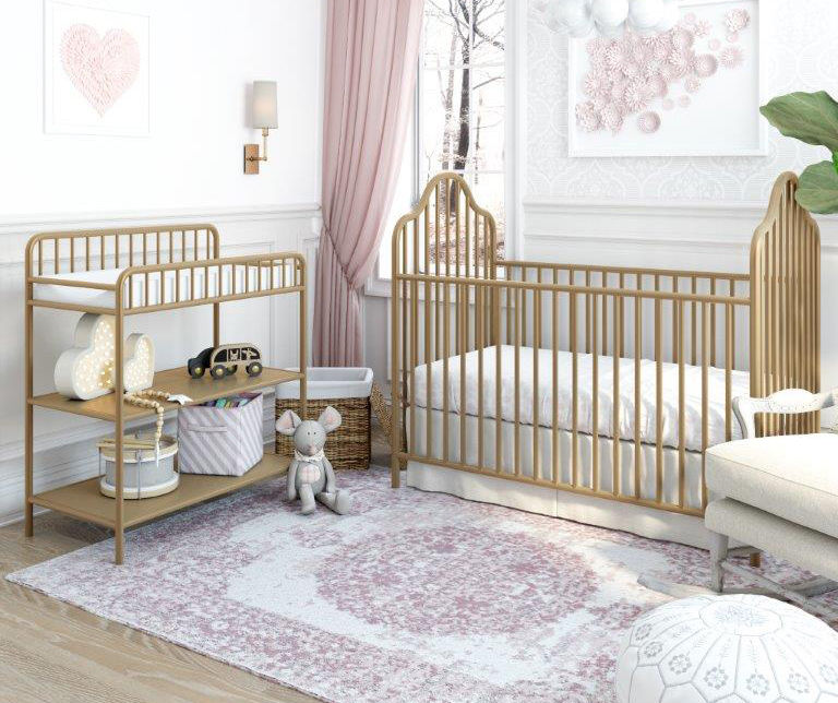 Little Seeds Rowan Valley Lanley Gold Metal Crib & Changing Table Set