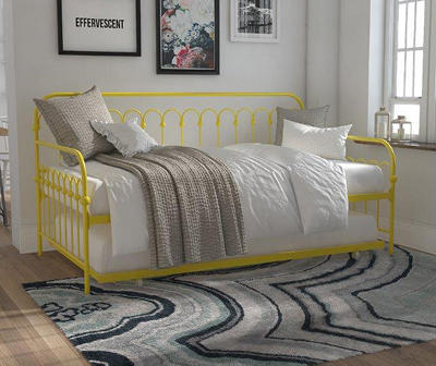 Bright Pop Yellow Metal Twin Daybed & Trundle