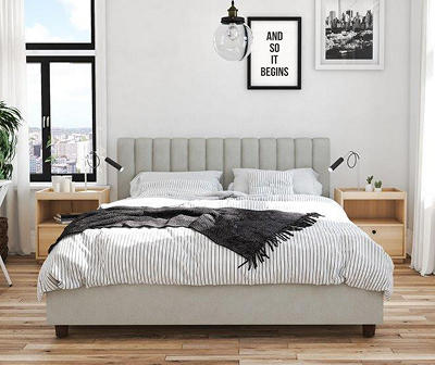 Brittany Light Upholstered Linen Queen Bed | Big