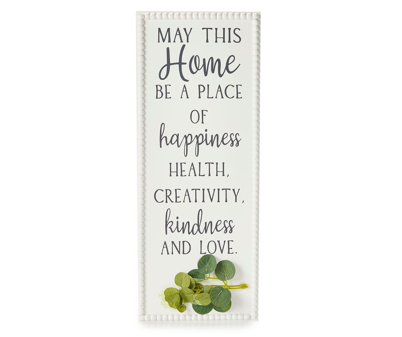 "A Place of Happiness" White & Green Greenery Sentiment Plaque | Big Lots