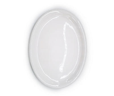 White Stoneware Hobnail Turkey Platter, (18