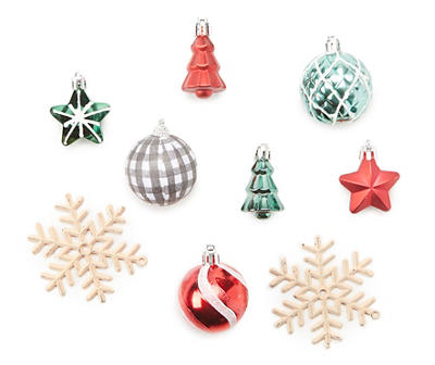 Cozy Christmas Assorted Shape 18-Piece Shatterproof Mini Ornament Set