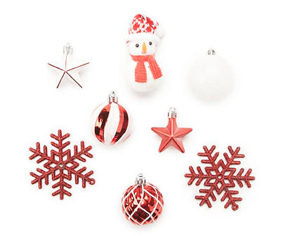 White & Red Assorted Shape 18-Piece Shatterproof Mini Ornament Set