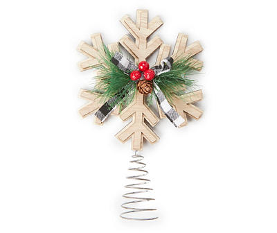 Mini Snowflake & Plaid Bow Tree Topper