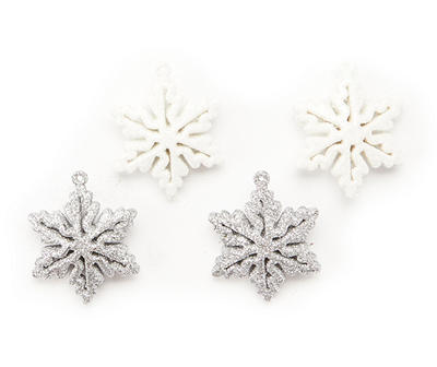 Silver & White Snowflake 16-Piece Plastic Mini Ornament Set
