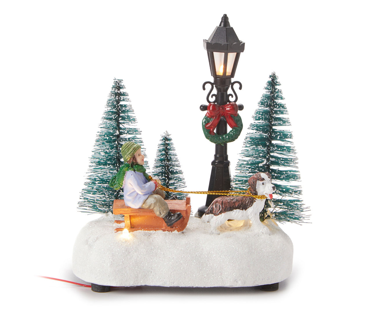 Winter Wonder Lane Christmas Village LED Boy & Dog Sleighing Lamp ...