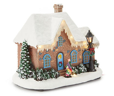 Christmas Village Musical & LED Snowy House & Icicle Lights Scene