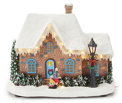 Christmas Village Musical & LED Snowy House & Icicle Lights Scene